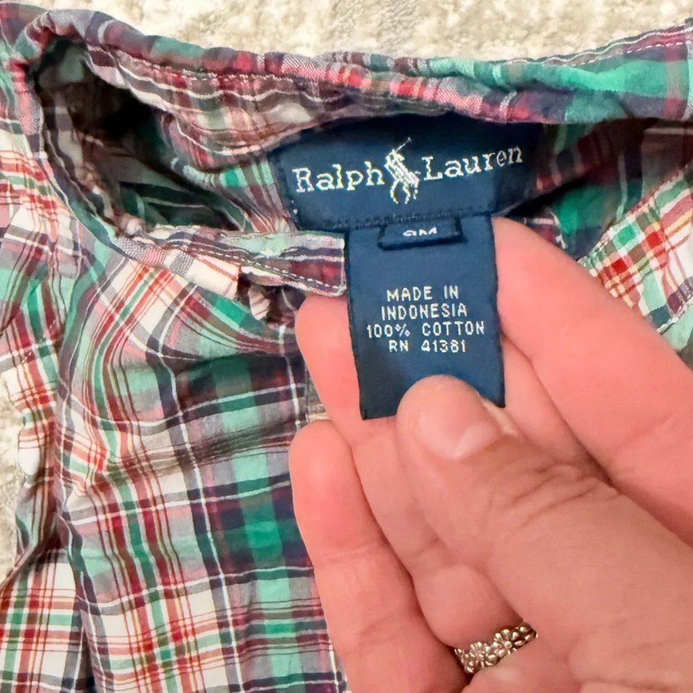 Ralph Lauren Kids Multicolor Plaid Button-Down Shirt 100% Cotton size 9M